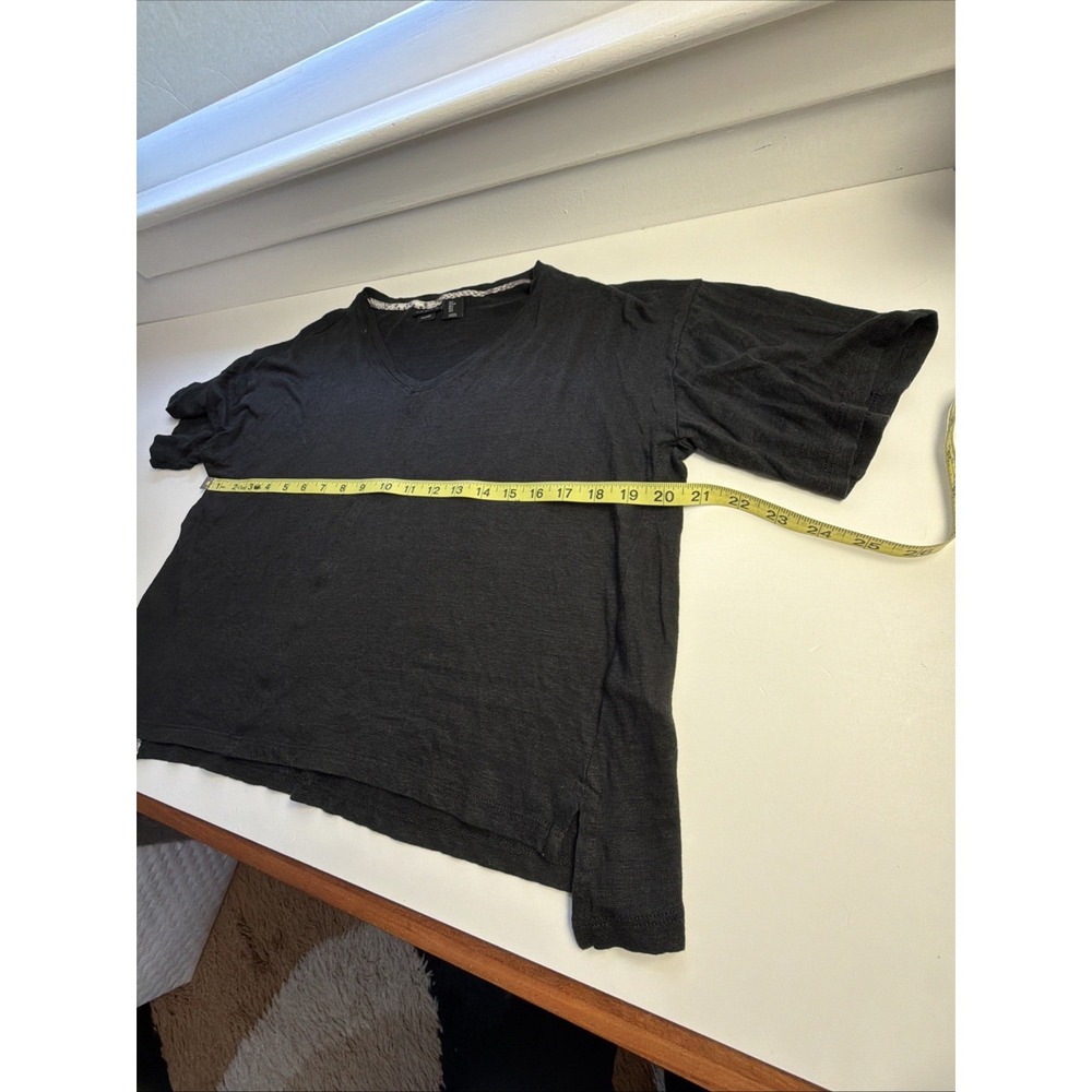 TAHARI Black L 100% LINEN Short Sleeve Blouse Top Shirt Boho Logenlook Resort - Picture 4 of 5